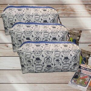 Lot of 3 - Color Your Own Pencil Case Pouch Zipper Bag - Monsters, Aliens